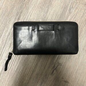 Kate Spade New York Black Genuine Leather Wallet Zip Around Accordion Cardholder